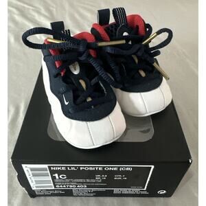 NIKE LITTLE POSITE ONE FOAMPOSITES OLYMPIC RED WHITE BLUE SHOES BABY BOY SIZE 1C